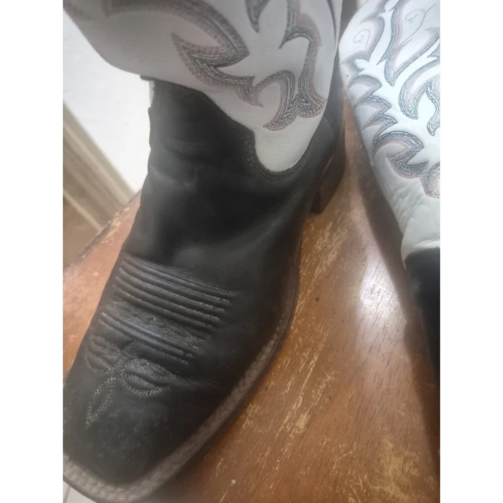 Justin Western Woman's Boots Size 8.5B Bent Rail BRL313 Black White Cowgirl
